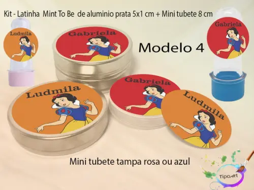 Kit Latinhas e Mini Tubetes -branca de Neve