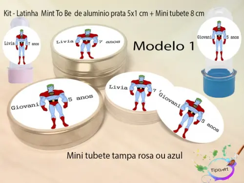 Kit Latinhas e Mini Tubetes -capitão Planeta
