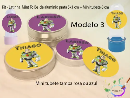 Kit Latinhas e Mini Tubetes -buzz Lightyear