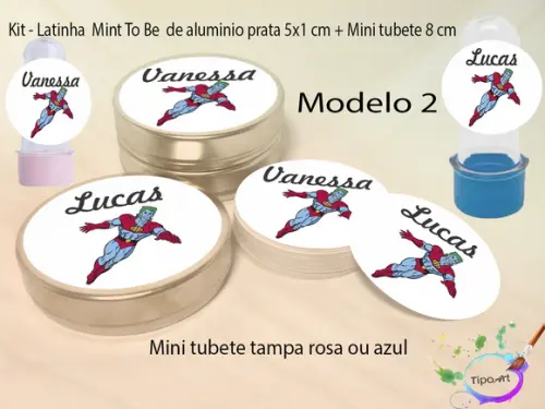 Kit Latinhas e Mini Tubetes -capitão Planeta