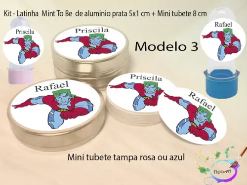 Kit Latinhas e Mini Tubetes -capitão Planeta