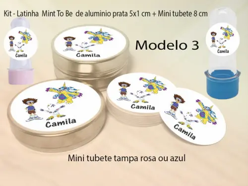 Kit Latinhas e Mini Tubetes -digimon