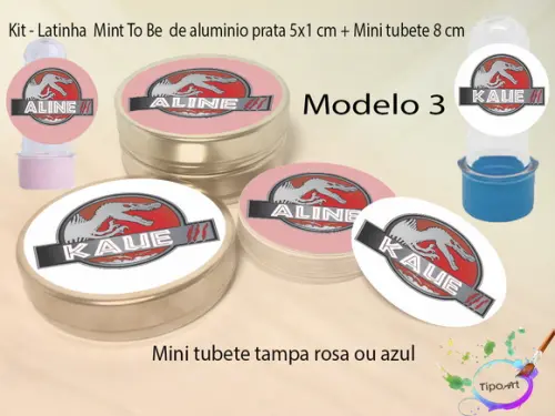 Kit Latinhas e Mini Tubetes -dinossauro
