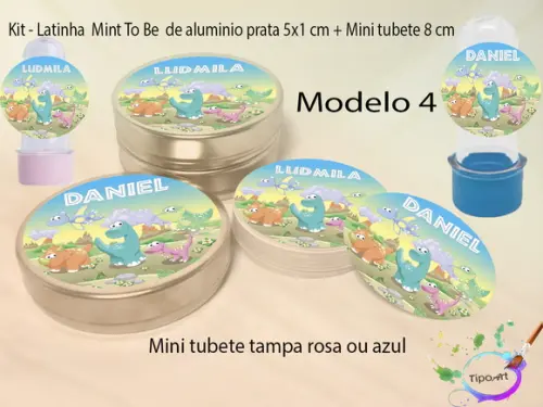 Kit Latinhas e Mini Tubetes -dinossauro