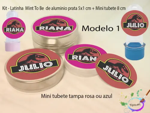 Kit Latinhas e Mini Tubetes -dinossauro
