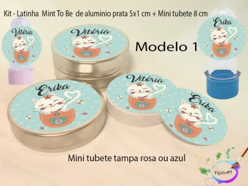 Kit Latinhas e Mini Tubetes -gatinho
