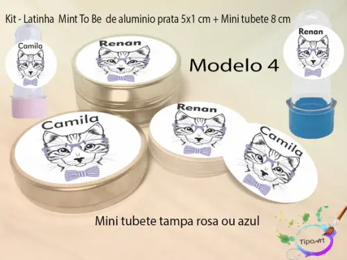 Kit Latinhas e Mini Tubetes -gatinho