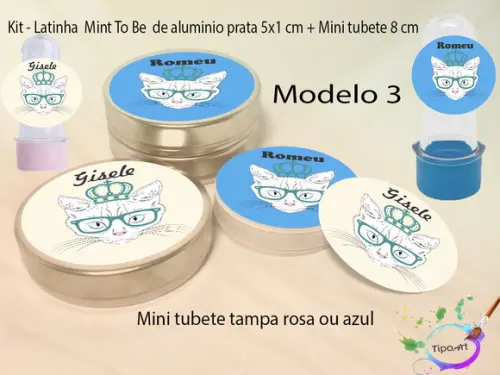Kit Latinhas e Mini Tubetes -gatinho
