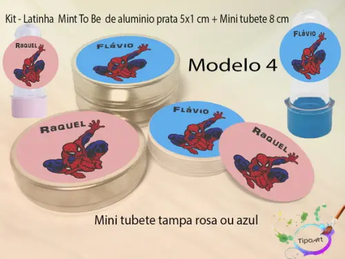 Kit Latinhas e Mini Tubetes -homem Aranha