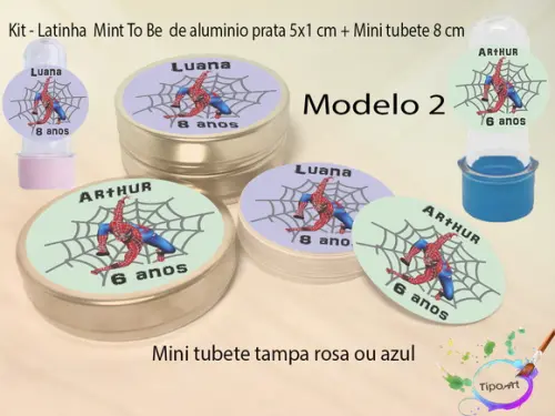 Kit Latinhas e Mini Tubetes -homem Aranha