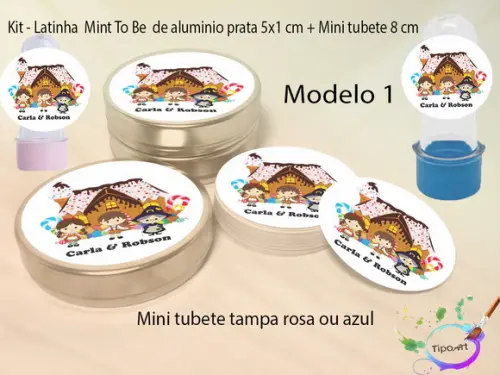 Kit Latinhas e Mini Tubetes -joão e Maria