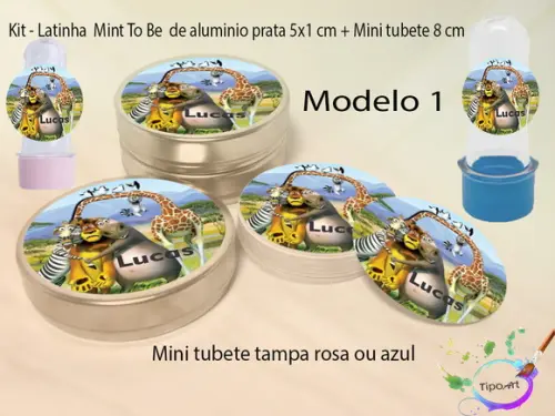 Kit Latinhas e Mini Tubetes -madagascar