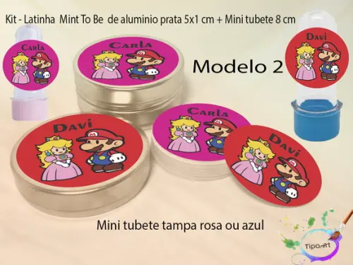 Kit Latinhas e Mini Tubetes -mario Bros