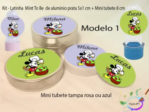 Kit Latinhas e Mini Tubetes -mickey