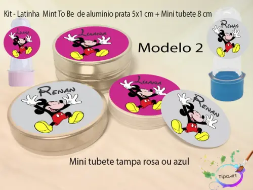 Kit Latinhas e Mini Tubetes -mickey