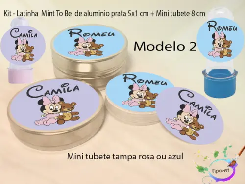 Kit Latinhas e Mini Tubetes -mickey Baby