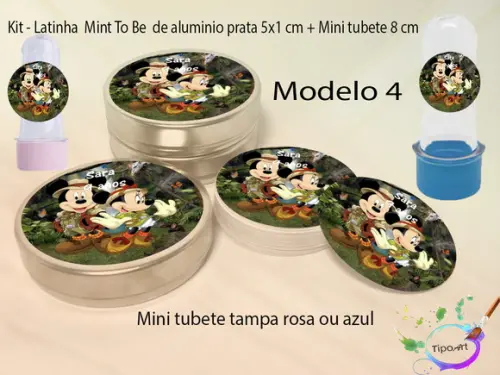 Kit Latinhas e Mini Tubetes -mickey Safari