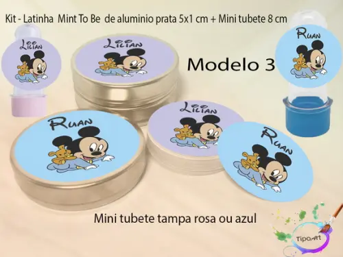 Kit Latinhas e Mini Tubetes -mickey Baby