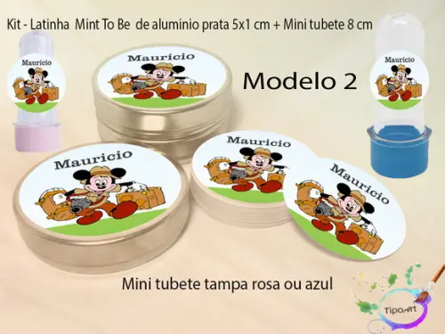 Kit Latinhas e Mini Tubetes -mickey Safari