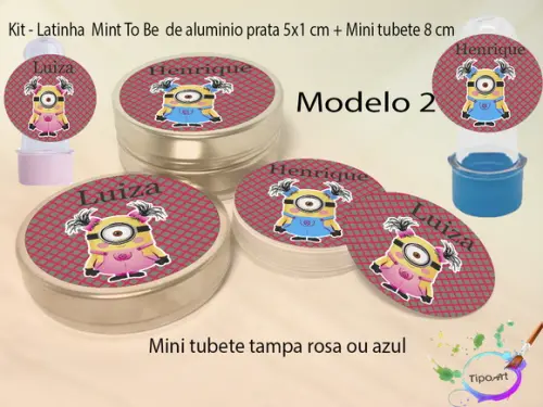 Kit Latinhas e Mini Tubetes -minions