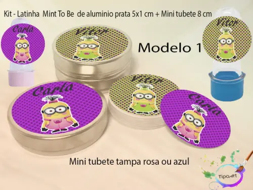 Kit Latinhas e Mini Tubetes -minions