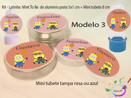 Kit Latinhas e Mini Tubetes -minions