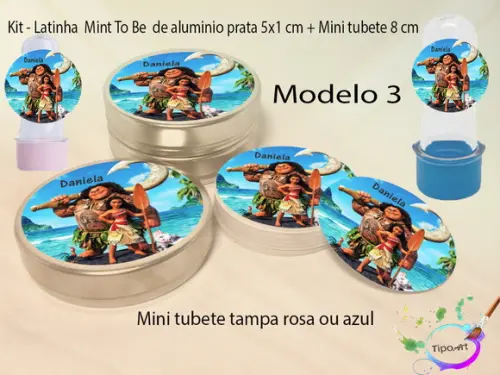 Kit Latinhas e Mini Tubetes -moana e Mauí