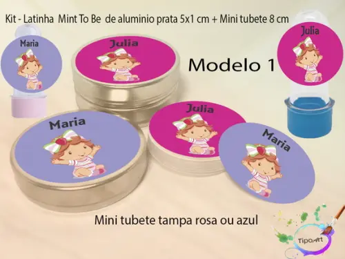 Kit Latinhas e Mini Tubetes -moranguinho