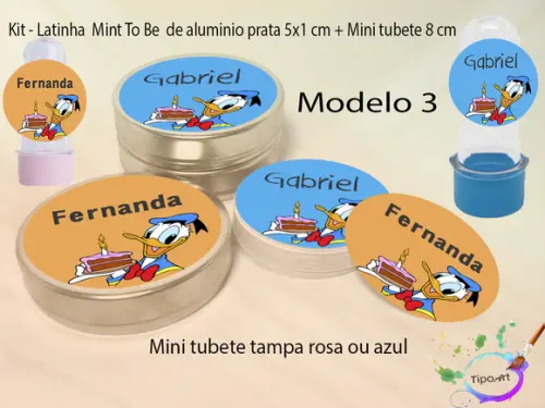 Kit Latinhas e Mini Tubetes -pato Donald
