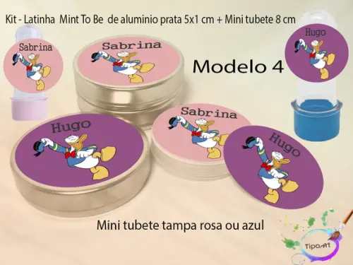 Kit Latinhas e Mini Tubetes -pato Donald