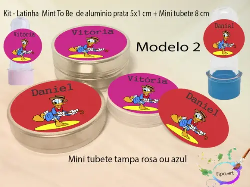 Kit Latinhas e Mini Tubetes -pato Donald