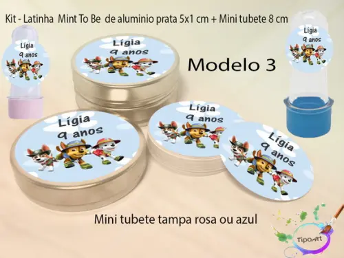 Kit Latinhas e Mini Tubetes -patrulha Canina
