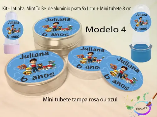 Kit Latinhas e Mini Tubetes -patrulha Canina