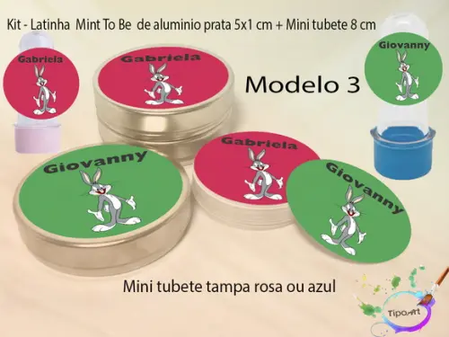 Kit Latinhas e Mini Tubetes -pernalonga