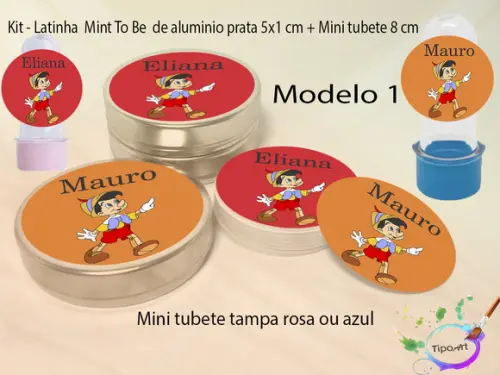 Kit Latinhas e Mini Tubetes -pinóquio