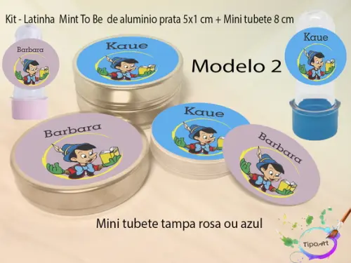 Kit Latinhas e Mini Tubetes -pinóquio
