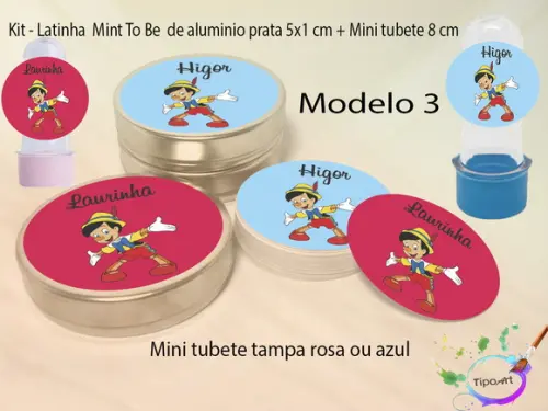 Kit Latinhas e Mini Tubetes -pinóquio