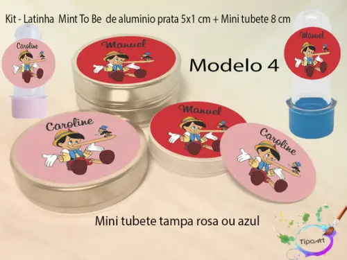 Kit Latinhas e Mini Tubetes -pinóquio
