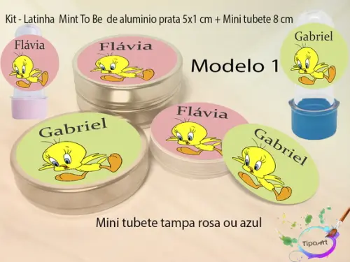 Kit Latinhas e Mini Tubetes -piu Piu