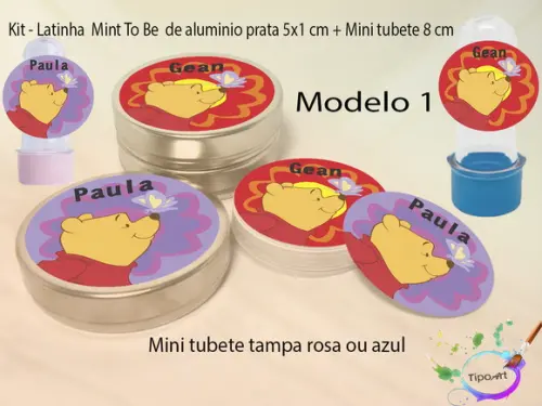 Kit Latinhas e Mini Tubetes -pooh