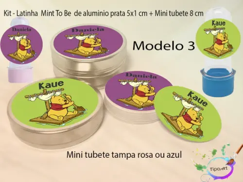 Kit Latinhas e Mini Tubetes -pooh