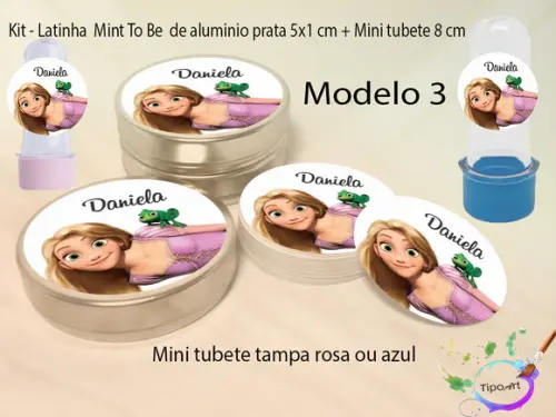 Kit Latinhas e Mini Tubetes -rapunzel