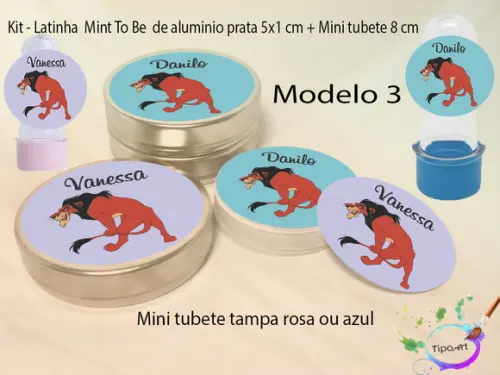 Kit Latinhas e Mini Tubetes -rei Leão