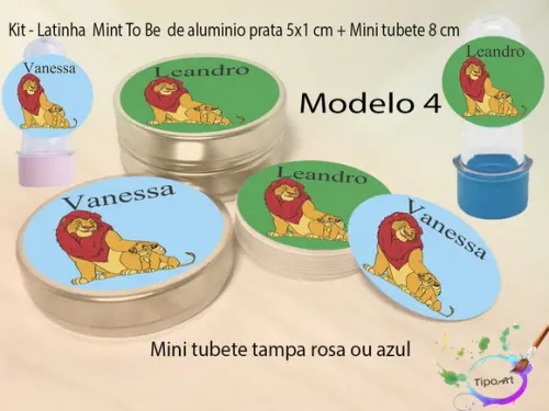 Kit Latinhas e Mini Tubetes -rei Leão