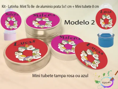 Kit Latinhas e Mini Tubetes -sete Anões