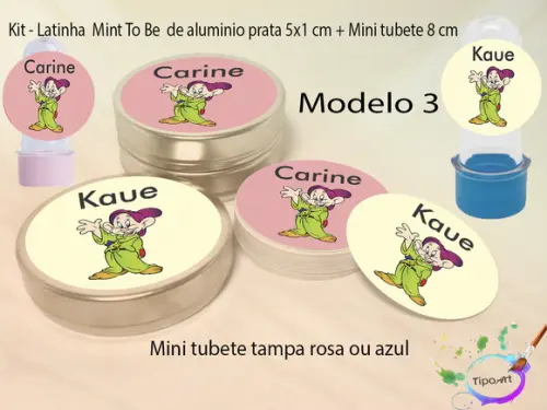 Kit Latinhas e Mini Tubetes -sete Anões