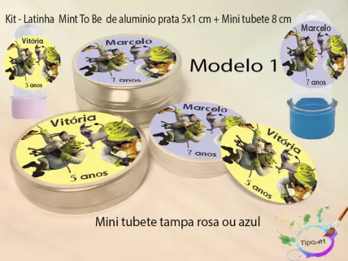 Kit Latinhas e Mini Tubetes -shrek