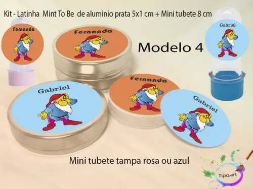 Kit Latinhas e Mini Tubetes -sete Anões