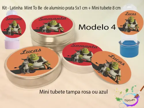 Kit Latinhas e Mini Tubetes -shrek
