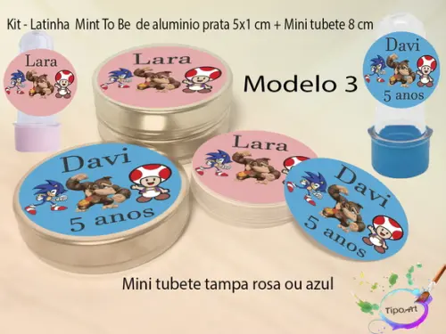 Kit Latinhas e Mini Tubetes -sonic